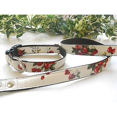 【30％OFF】【いちご畑：ホワイト】Ｌ　犬　首輪＆リードセット |  | 02