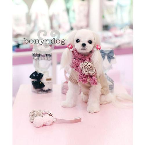 【50％OFF】bonyndog ニット花マフラー型カラー＆リードセット　XS〜XL　 |  | 01