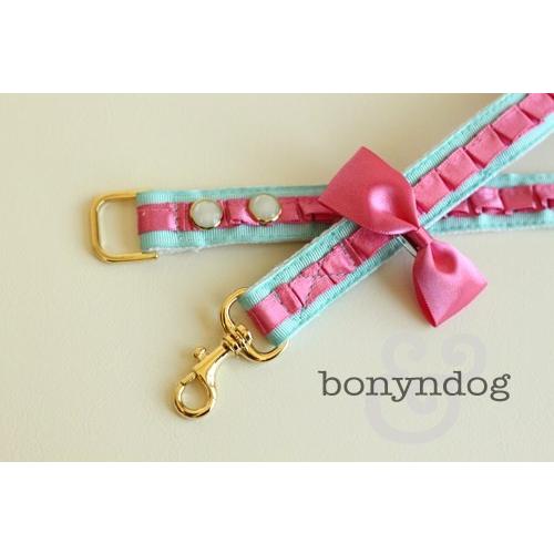 【50％OFF】bonyndog　サテンレース（ミント）　 カラー＆リードセット　XS〜XL |  | 01