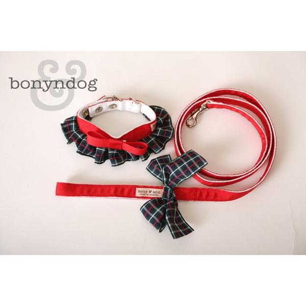 【50％OFF】bonyndog　タータンチェック（レッド）　フリルカラー＆リードセット　S〜L |  | 02
