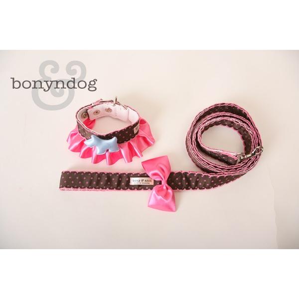 【50％OFF】bonyndog　brown dotピンクフリルカラー＆リードセット　S〜L |  | 02