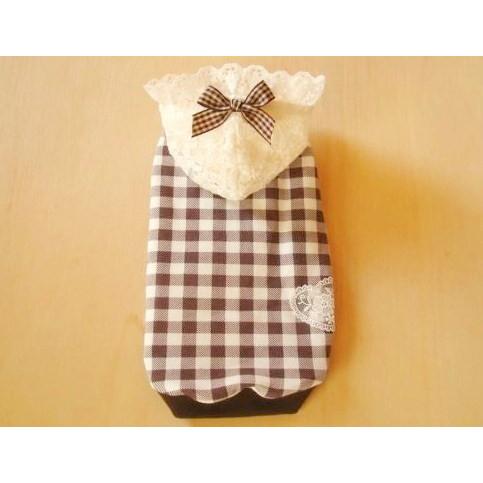 ブラウンチェックのフードレースパーカー　SS〜Ｌ | 