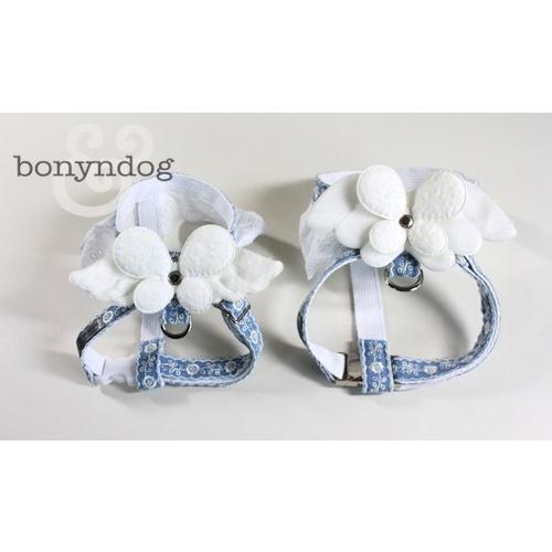 bonyndog（天使の羽付き）デニムリボンのホワイトレース ハーネス単品　S〜L |  | 02