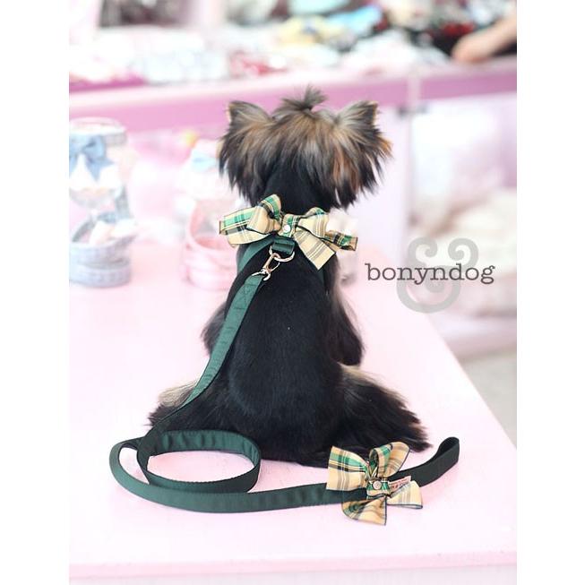 【30％OFF】bonyndog　タータンチェック（カーキ）　ハーネス＆リードセット　S〜L　 |  | 01