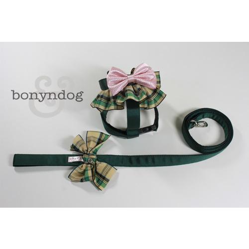 【30％OFF】bonyndog　タータンチェック（カーキ）　ハーネス＆リードセット　S〜L　 |  | 02
