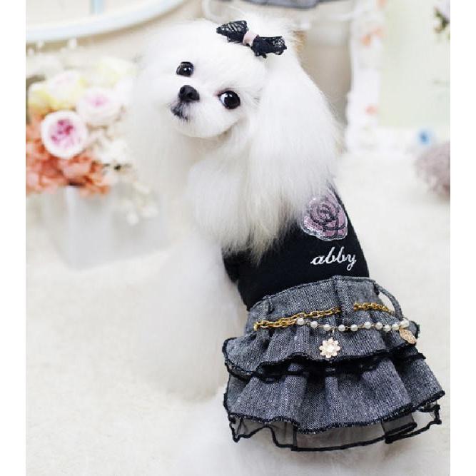 犬服　カメリア大柄　リップル生地　バルーンワンピース　見本 犬服カメリア大柄リップル生地バルーンワンピース見本