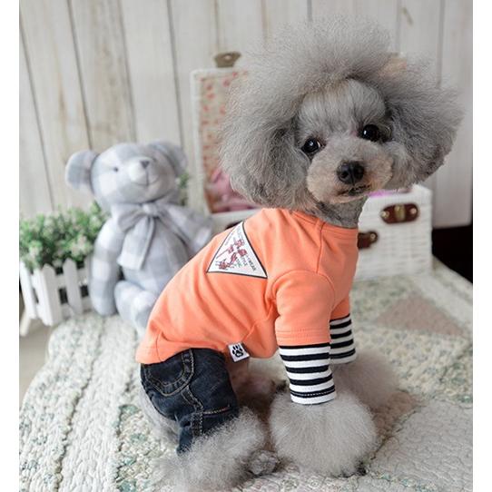 ボーダー重ね着風 長袖Tシャツ XS〜XL（犬 長袖Tシャツ・ハンガー