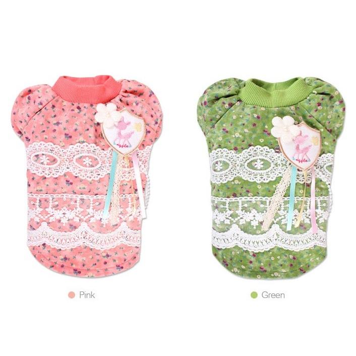 ハンドメイド犬服 ピンクの小花のパフスリーブワンピ 【公式通販】