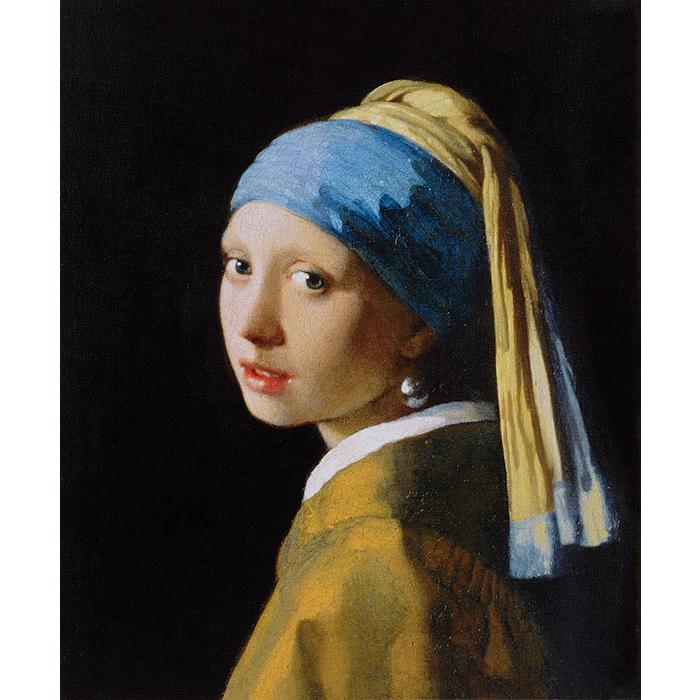 アルベルベロ 青い耳飾りの女 異素材切替ゆったりプルオーバー絵画シリーズ フェルメール 真珠の耳飾りの少女 / 青いターバンの少女 複製画 巧藝画