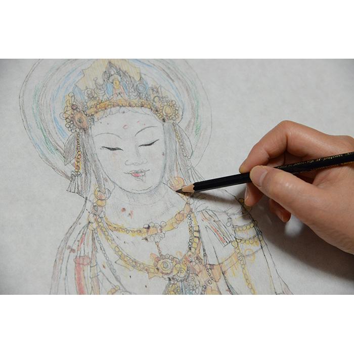 平山郁夫 敦煌莫高窟菩薩像 シルクロード 額 掛け軸 複製画 巧藝画