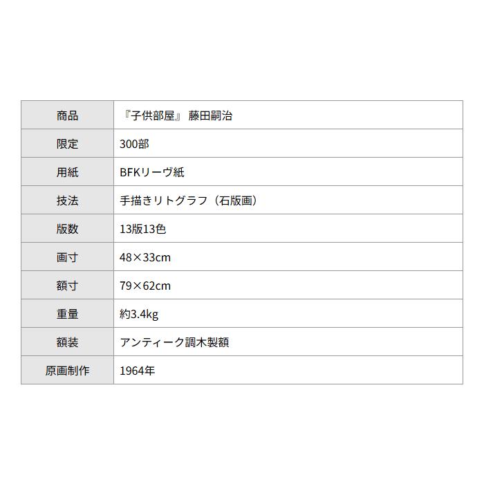 藤田嗣治 レオナール・フジタ 子供部屋 リトグラフ 複製版画 限定300部 大塚巧藝社 |  | 06