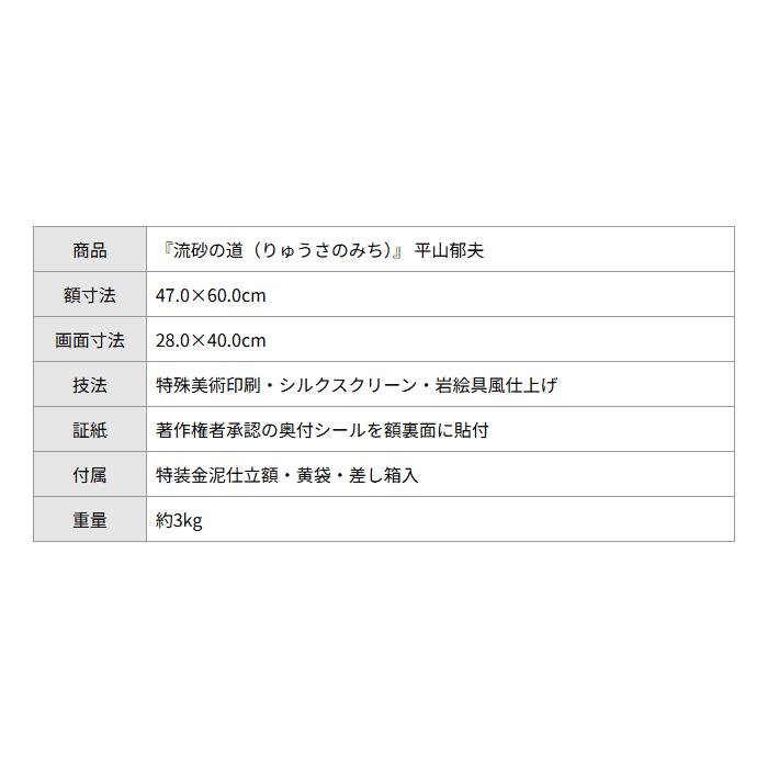 平山郁夫 流砂の道 シルクロード 複製画 6号 著作権者承認 大塚巧藝社 |  | 06