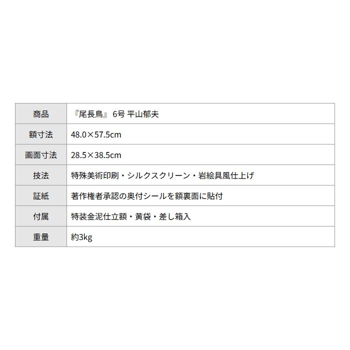 平山郁夫 尾長鳥 複製画 6号 著作権者承認 大塚巧藝社 |  | 06
