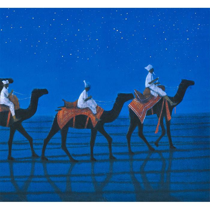 平山郁夫 シルクロードを行くキャラバン 西・月 複製画 巧藝画 変形20
