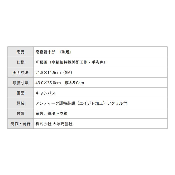 高島野十郎 蝋燭 ろうそく 巧藝画 複製画 絵具手彩色 大塚巧藝社