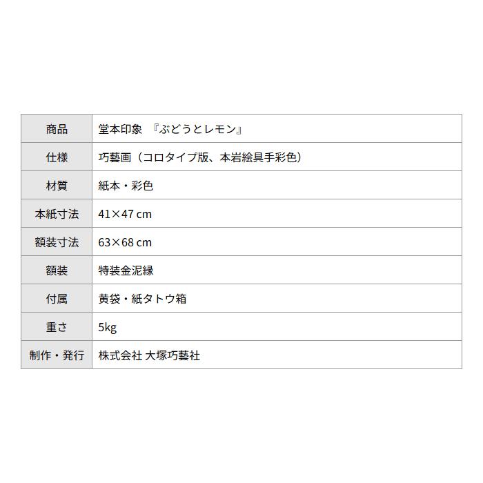 堂本印象 ぶどうとレモン 巧藝画 複製画 絵具手彩色 大塚巧藝社 |  | 05