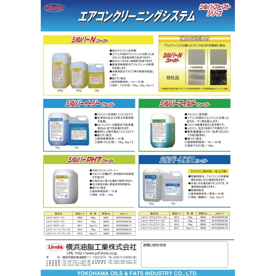 数量限定セール横浜油脂工業 リンダ シルバーNファースト（20kg）FIRST 洗剤