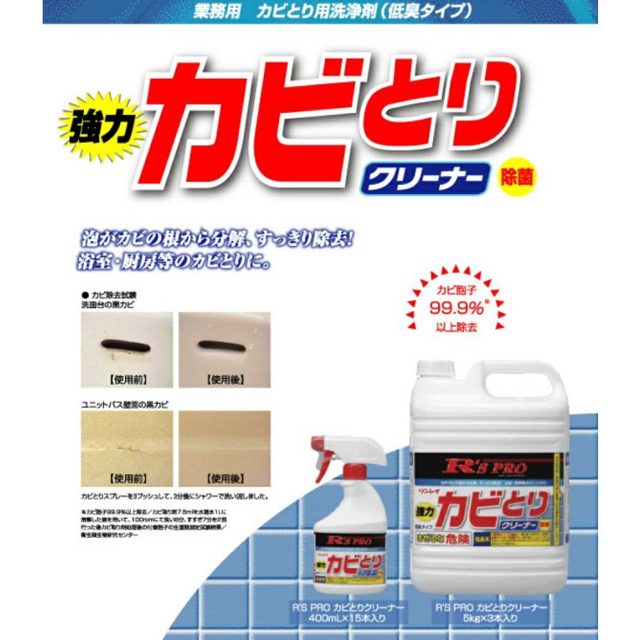 リンレイ　R'S PRO 強力カビとりクリーナー（5kg×3本) 【業務用 カビ取り剤 かび落とし かび取り剤 かび掃除 カビ掃除 かび除去 カビ除去 浴室 目地 窓】_2