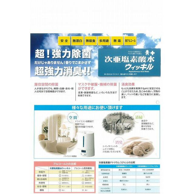 万立　白馬 次亜塩素酸水 ウィッキル (100ppm)スプレー 500ml×12本 【業務用 ウイルス 細菌 除菌 感染症予防 消臭 手指 アルコール代替 日本製】｜clean-clean-y｜03