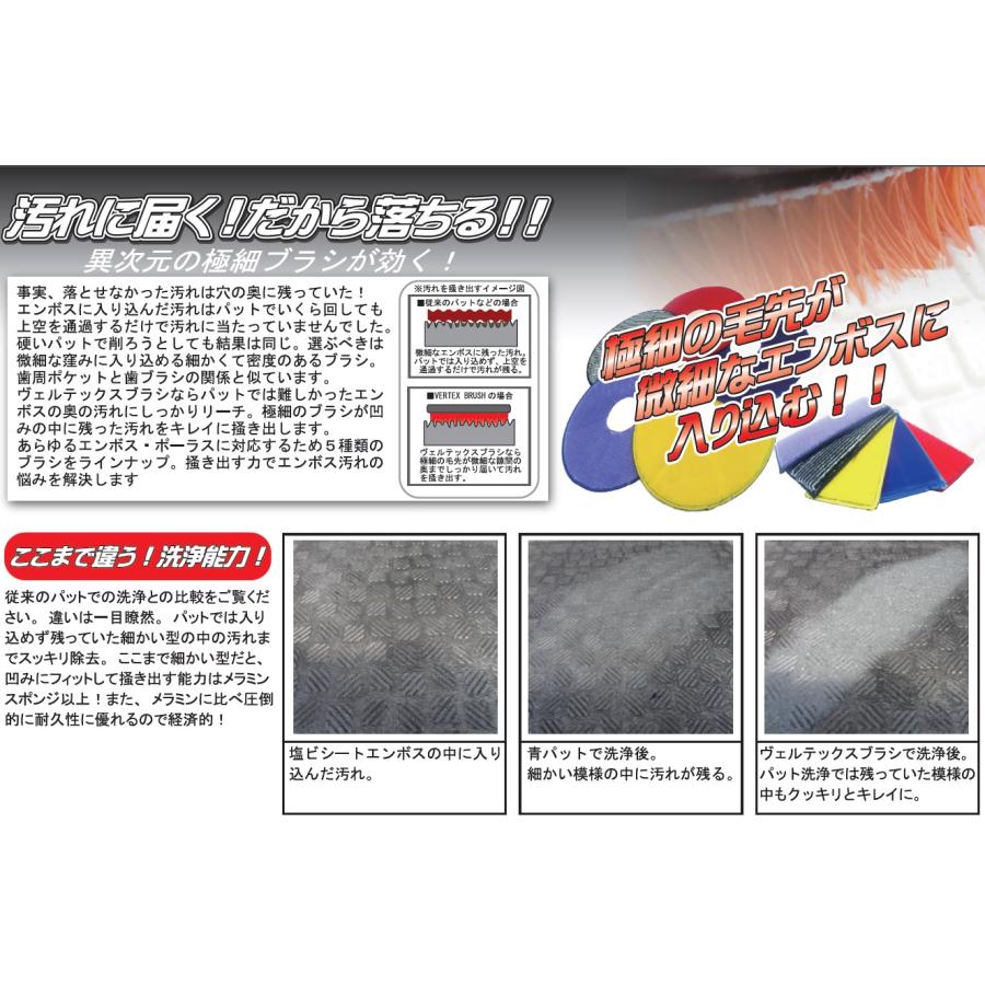 VERTEX JAPAN　ヴェルテックス ポリッシャーブラシ 15インチ ゼブラ 12mm　業務用 エンボス床 起毛ブラシ 14インチポリッシャー用_1