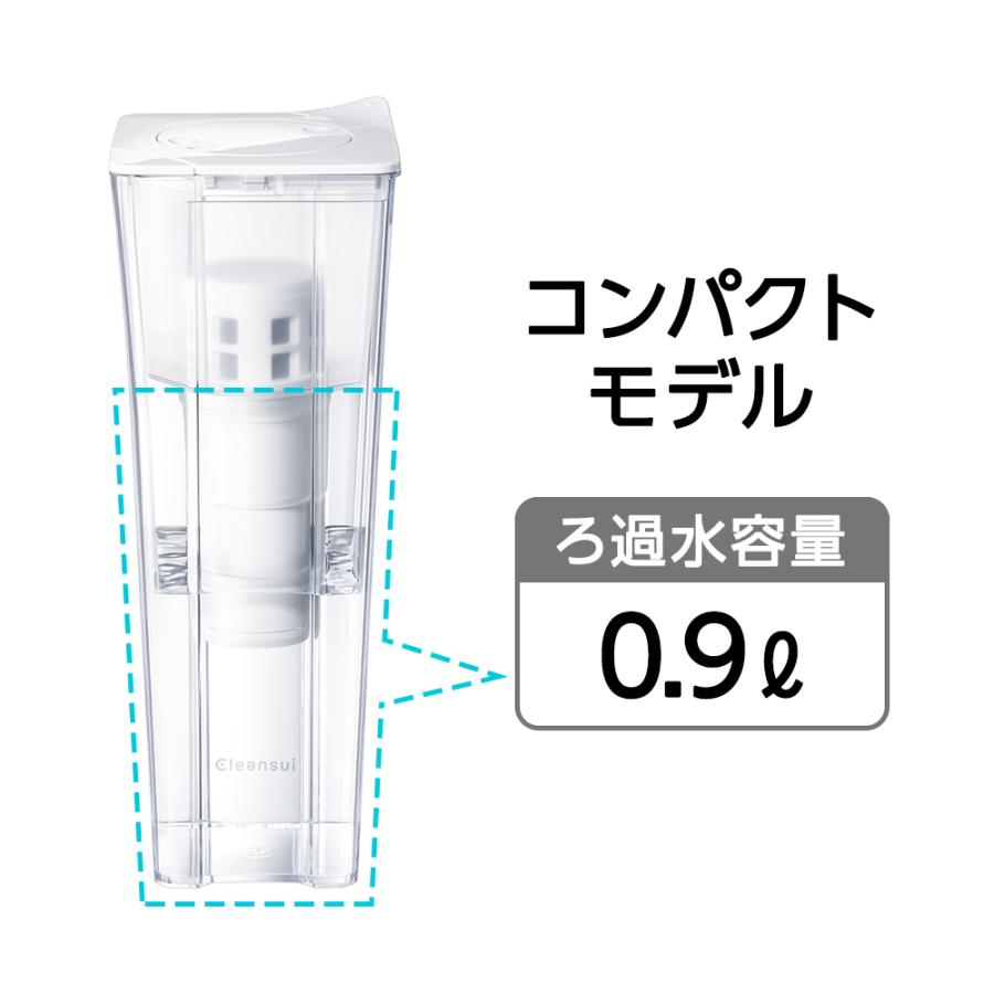 浄水器 クリンスイ ポット型 0.9L ポット浄水器 浄水ポット 浄水 塩素除去 コンパクト スリム PFAS PFOS PFOA CLEANSUI [CP012W-WT]｜cleansui｜03