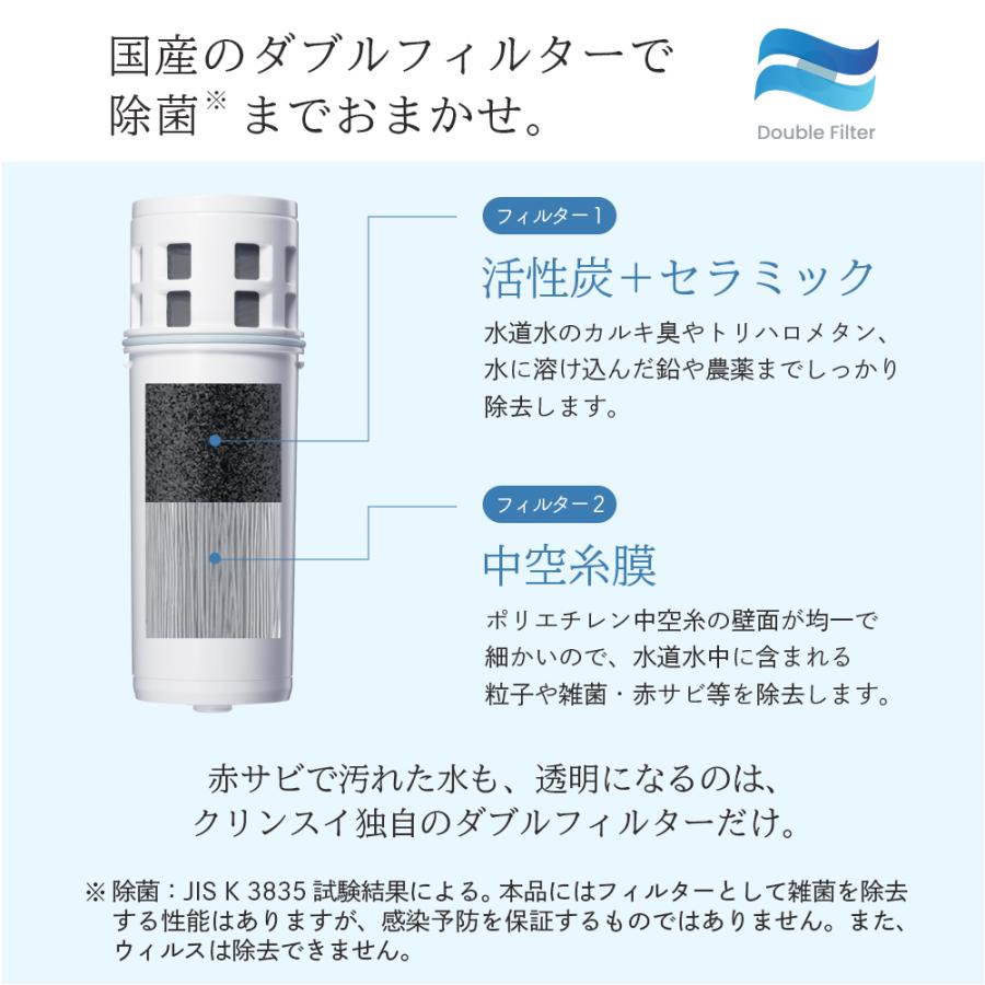 レビュー特典付 浄水器 クリンスイ ポット型 2.2L ポット浄水器 浄水ポット 浄水 塩素除去 大容量 ファミリー PFAS PFOS PFOA CLEANSUI [CP508-GR]｜cleansui｜08