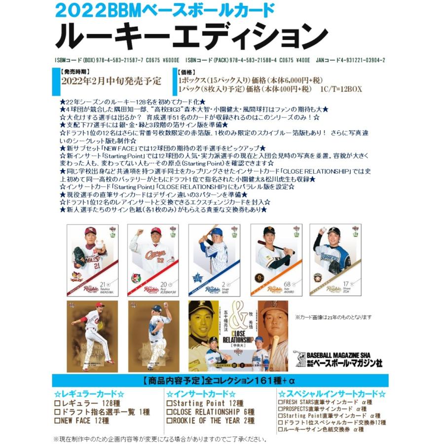 22bbmベースボールカード ルーキーエディション 1ボックス m22rookie1box トレカショップ Clear File 通販 Yahoo ショッピング
