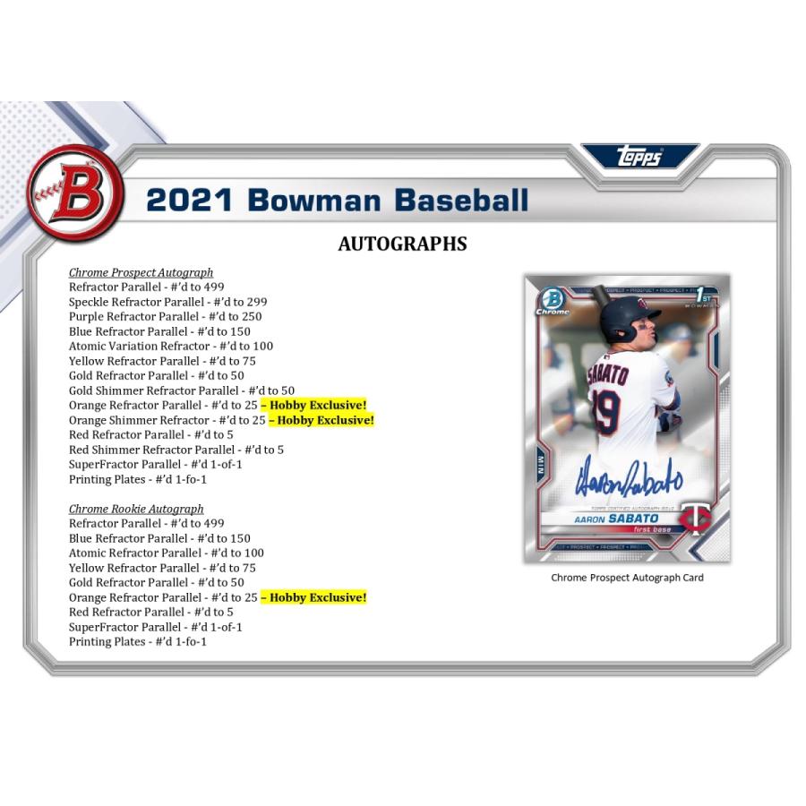 その他 MLB 2021BOWMAN BASEBALL HOBBY Topps box Amazon.com: 2021 Bowman MLB Baseball HOBBY box (24 pks/bx