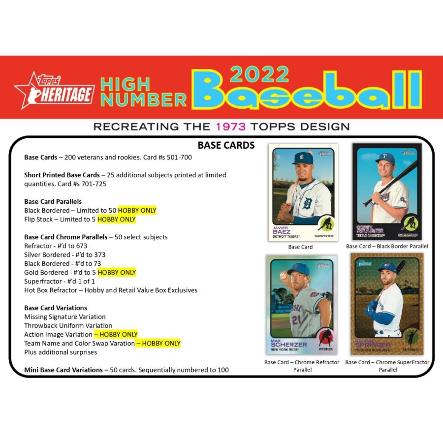 MLB 2022 TOPPS HERITAGE HIGH NUMBER HOBBY 1BOX TOPPS2022HeritageHigh