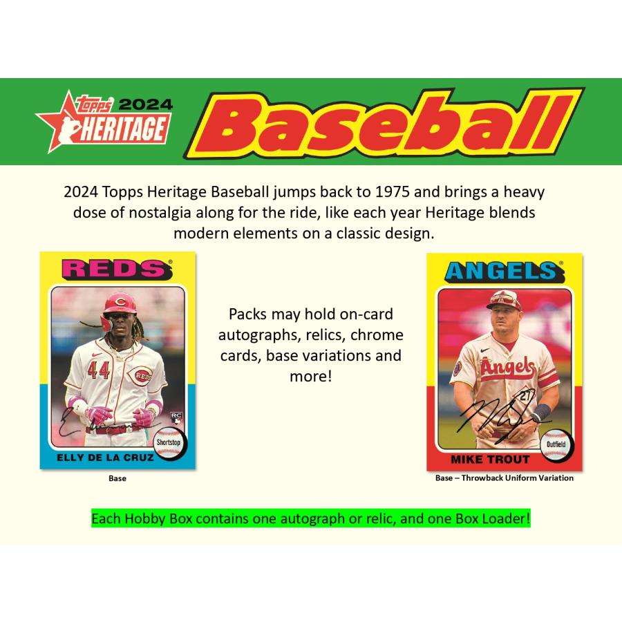 MLB 2024 TOPPS HERITAGE HOBBY 1BOX : トレカショップ CLEAR FILE 
