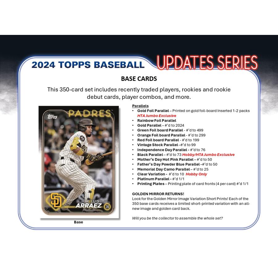 topps mlb 2024 update jumbo 未開封１箱 MLB 2024 TOPPS UPDATE SERIES JUMBO 1BOX : トレカショップ