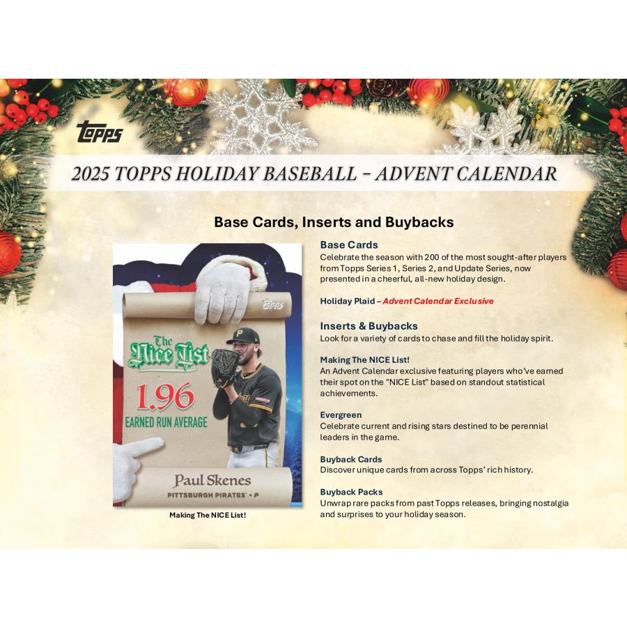 MLB 2025 TOPPS HOLIDAY ADVENT CALENDER 1BOX : トレカショップ CLEAR