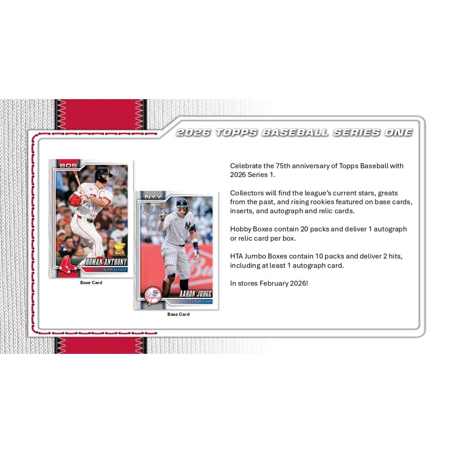 MLB 2026 TOPPS SERIES 1 BASEBALL JUMBO 1パック(40枚入り) : トレカ 
