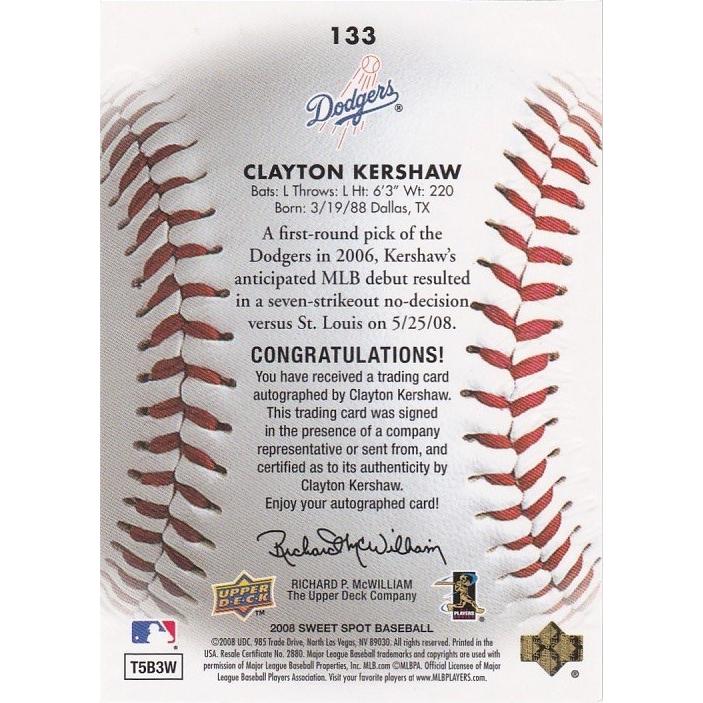 2008UD クレイトン・カーショー RC UD 2008 Sweet Spot クレイトン・カーショウ Clayton Kershaw