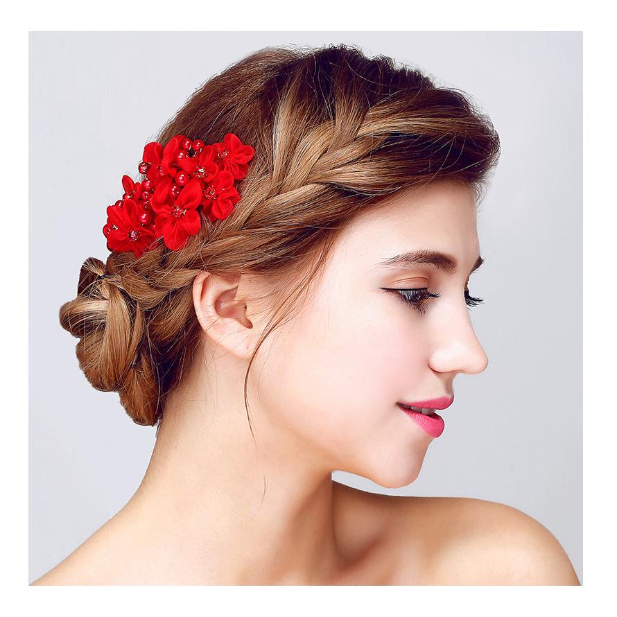 ヘッドドレス ブライダル フラワー パール ラインストーン ヘアピン 髪