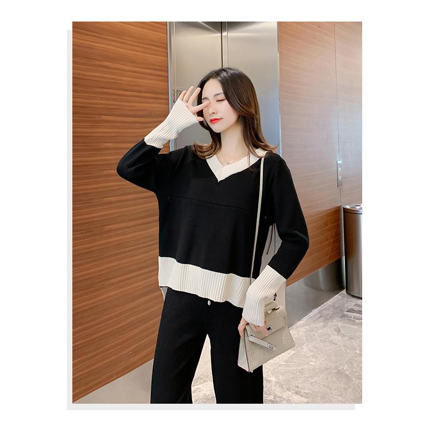 ニットセットアップ トップス 体型カバー Ｖネック 2サイズ カジュアル シンプル レディース 長袖 重ね着 韓国ファッション おしゃれ |  | 07