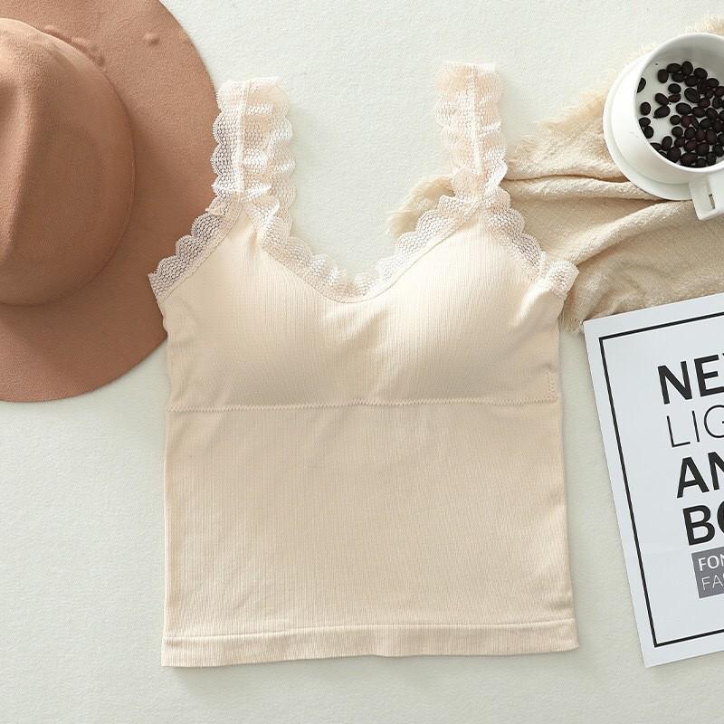 背中あき キャミソール バックオープン ブラカップ付き レース