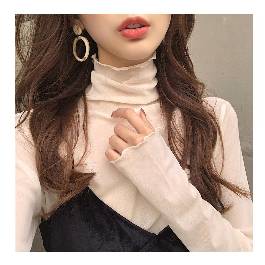 シースルートップス  レディース ハイネック レイヤード インナー 重ね着 韓国ファッション おしゃれ レース |  | 03