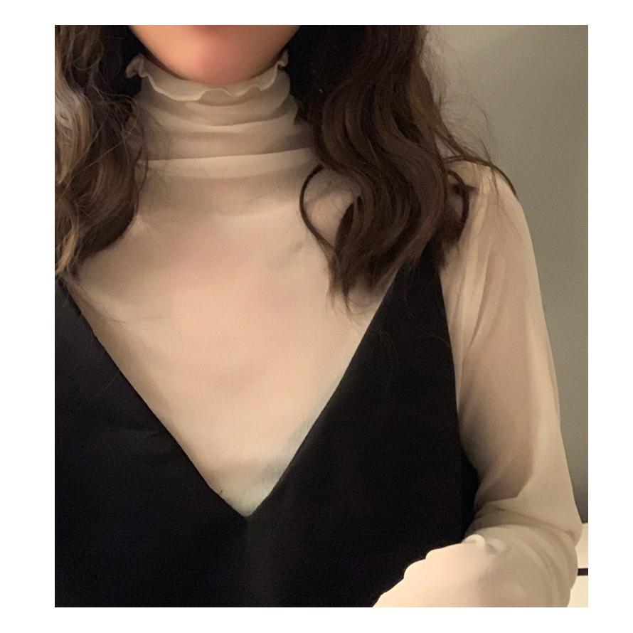 シースルートップス  レディース ハイネック レイヤード インナー 重ね着 韓国ファッション おしゃれ レース |  | 04