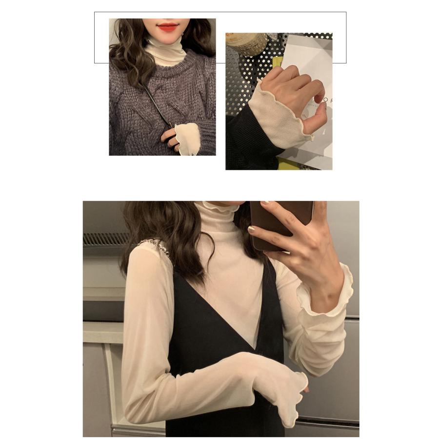 シースルートップス  レディース ハイネック レイヤード インナー 重ね着 韓国ファッション おしゃれ レース |  | 05