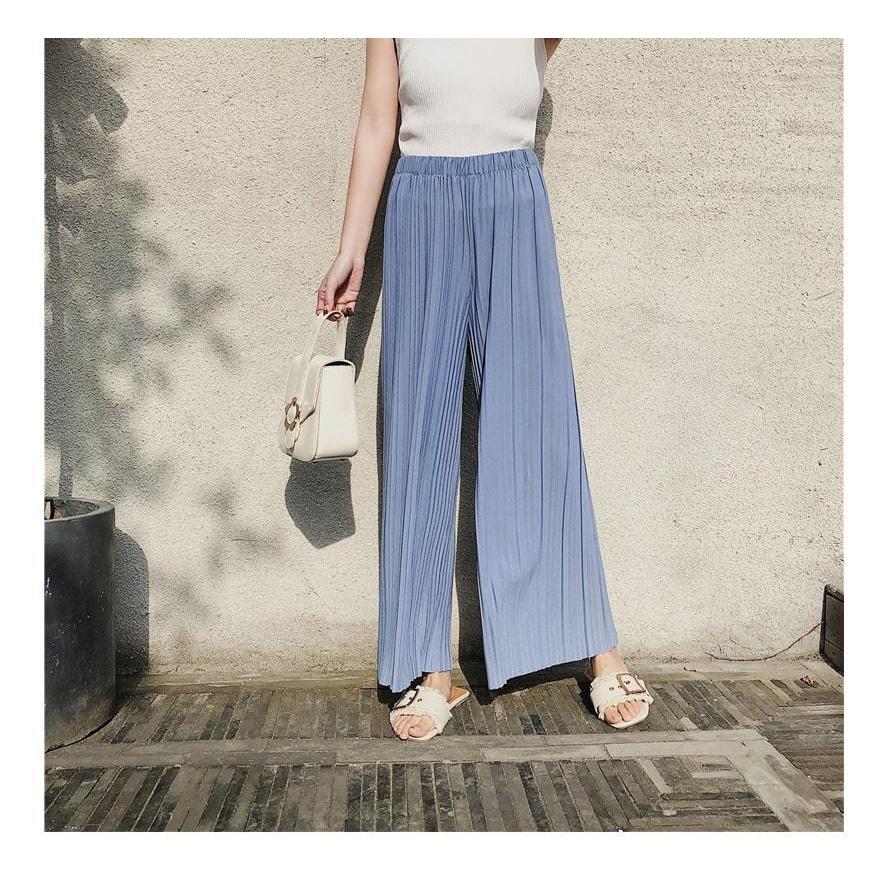 プリーツ ワイドパンツ 夏 プリーツパンツ レディース ウエストゴム きれいめ 大人可愛い 韓国 おしゃれ シンプル 無地 |  | 08
