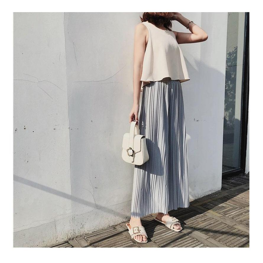 プリーツ ワイドパンツ 夏 プリーツパンツ レディース ウエストゴム きれいめ 大人可愛い 韓国 おしゃれ シンプル 無地 |  | 05