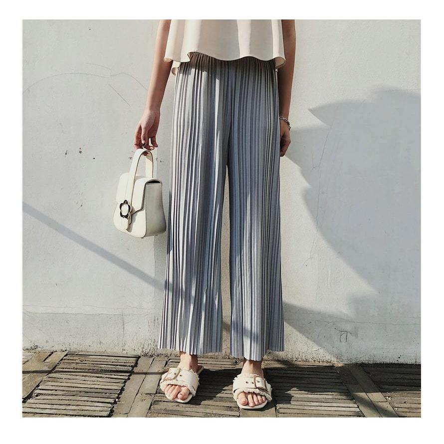 プリーツ ワイドパンツ 夏 プリーツパンツ レディース ウエストゴム きれいめ 大人可愛い 韓国 おしゃれ シンプル 無地 |  | 07