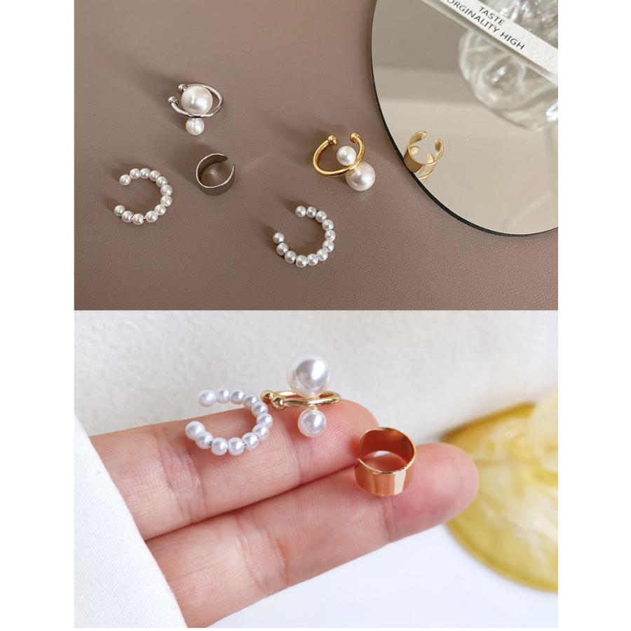 パール イヤーカフ 3点セット イヤークリップ 大ぶり 韓国風