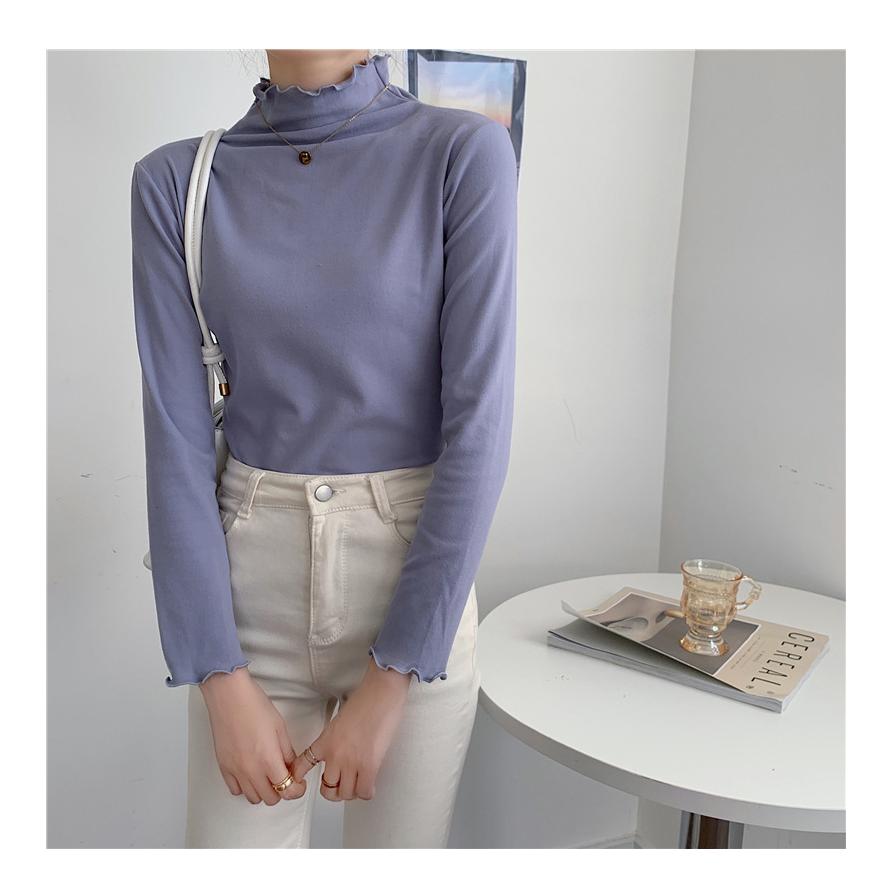 ハイネックフリルトップス  起毛 レディース ハイネック レイヤード インナー フリル襟 長袖 重ね着 韓国ファッション おしゃれ 秋冬コーデ |  | 10