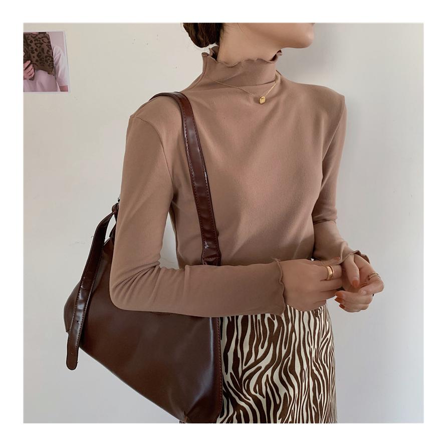 ハイネックフリルトップス  起毛 レディース ハイネック レイヤード インナー フリル襟 長袖 重ね着 韓国ファッション おしゃれ 秋冬コーデ |  | 07