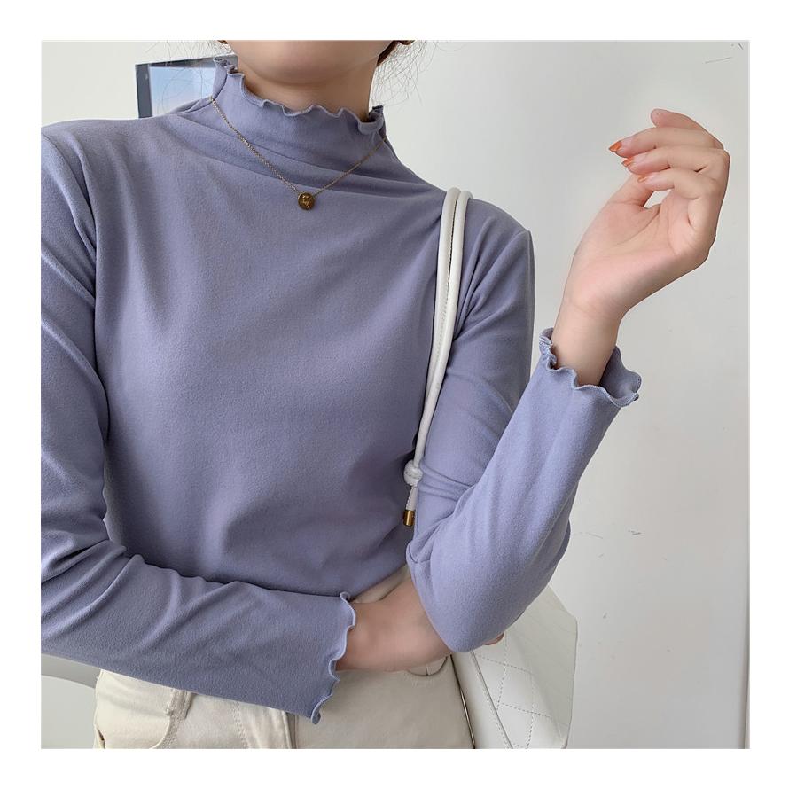 ハイネックフリルトップス  起毛 レディース ハイネック レイヤード インナー フリル襟 長袖 重ね着 韓国ファッション おしゃれ 秋冬コーデ |  | 09