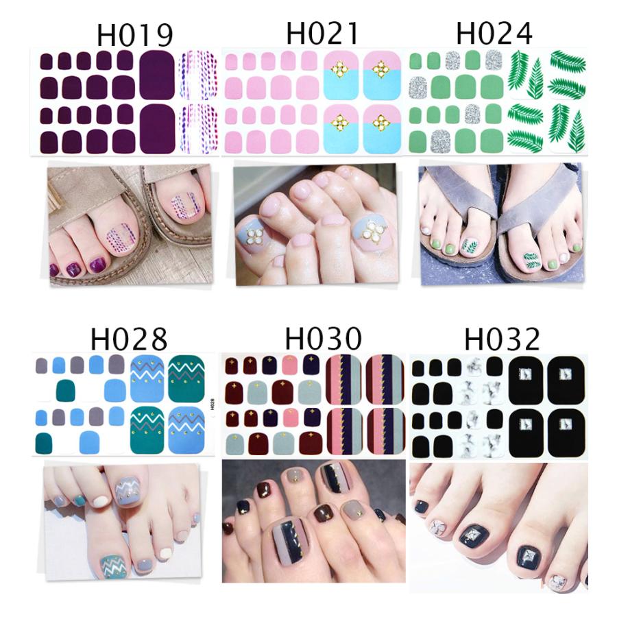 フットネイルシール 2+2 フルカバー 貼るだけ 簡単 無地 ラメ ハート ネイルアート セルフネイル ペディネイル 韓国風 ネイルシール 脚 フット 足 ネイル |  | 03