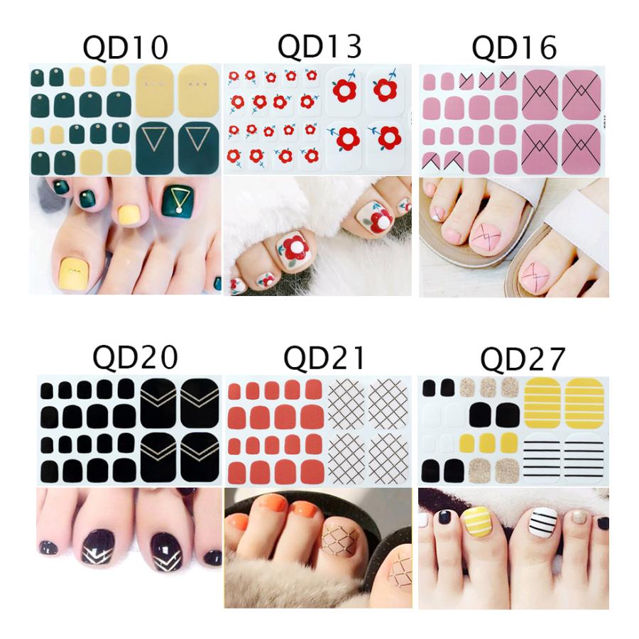 フットネイルシール 2+2 フルカバー 貼るだけ 簡単 無地 ラメ ハート ネイルアート セルフネイル ペディネイル 韓国風 ネイルシール 脚 フット 足 ネイル |  | 08