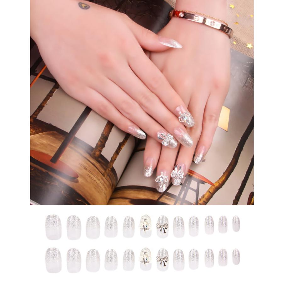 ネイルチップ ブライダル 結婚式 白 キラキラ フルオーダーネイル オーダー ネイルチップ ホワイト ブライダル 華やか パール キラキラ